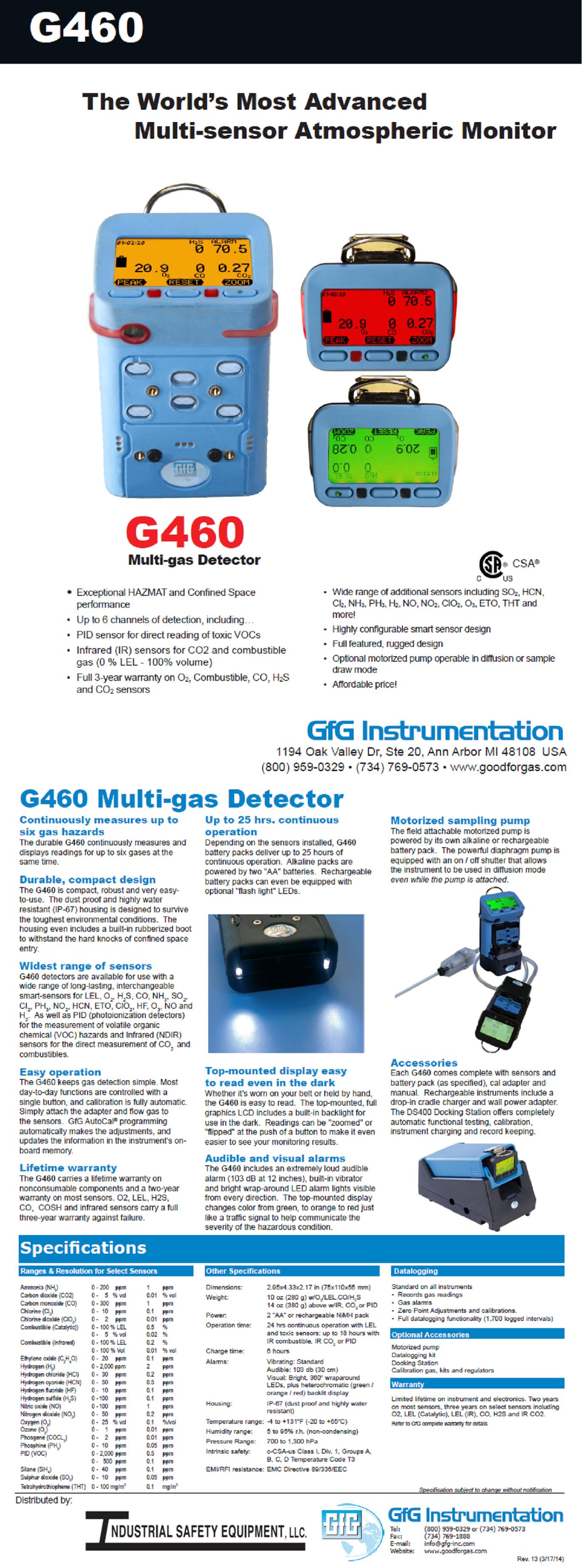 GFG G450 Confined Space Gas Detector Alkaline Version