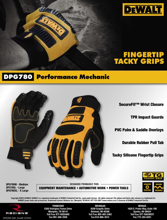 DeWalt Gripper Rubber Coated Glove